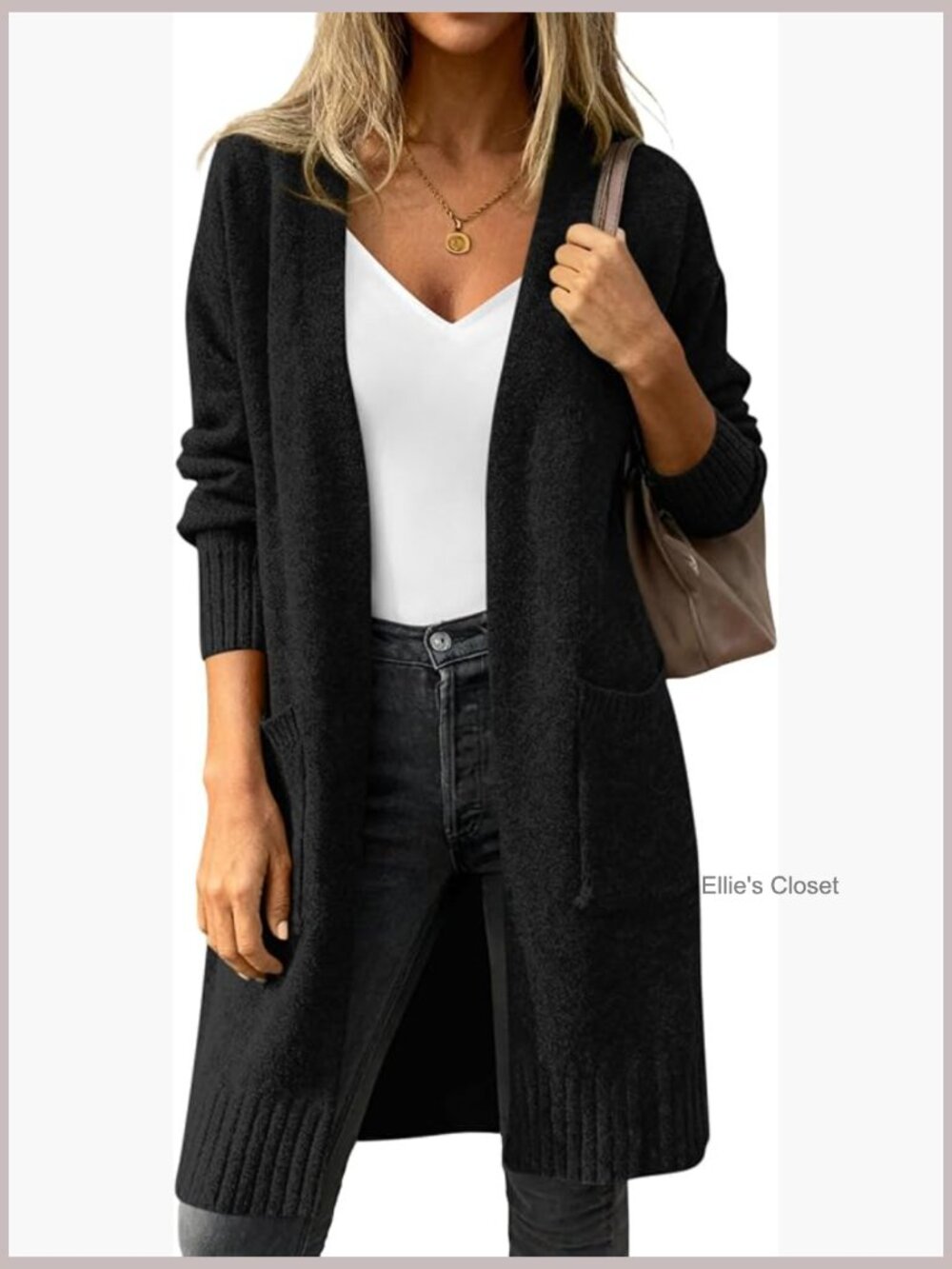 Oversized Chunky Knit Cardigan Sweater with Pockets Open Front Long Sleeve
